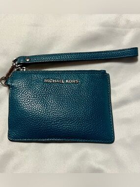 Michael Kors Teal Pebbled Leather Wristlet, GUC